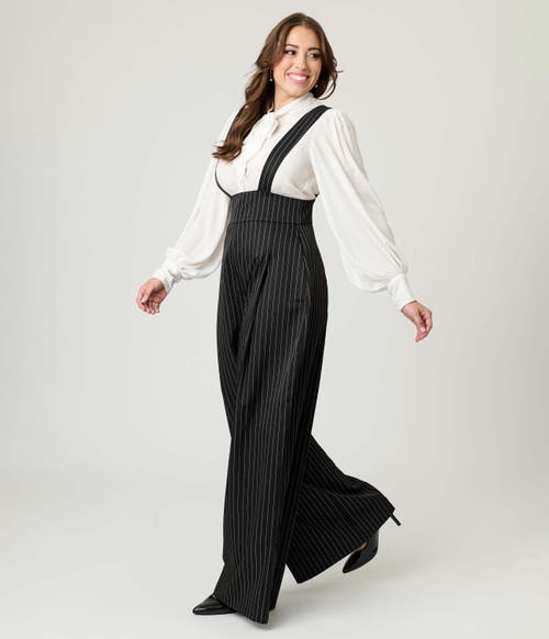 Unique Vintage Wide Leg Rochelle Suspender Pants In Black
