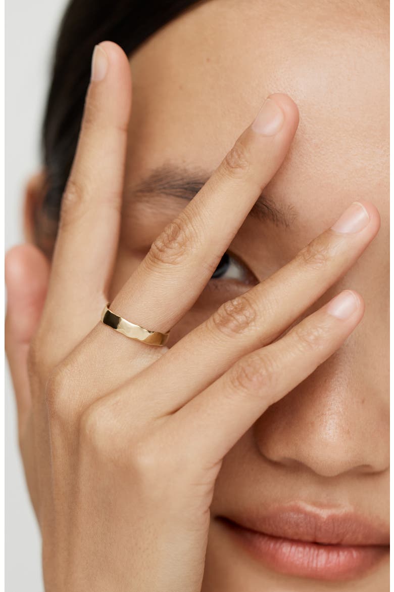 Hammered Band Ring, Alternate, color, 14KT SOLID GOLD