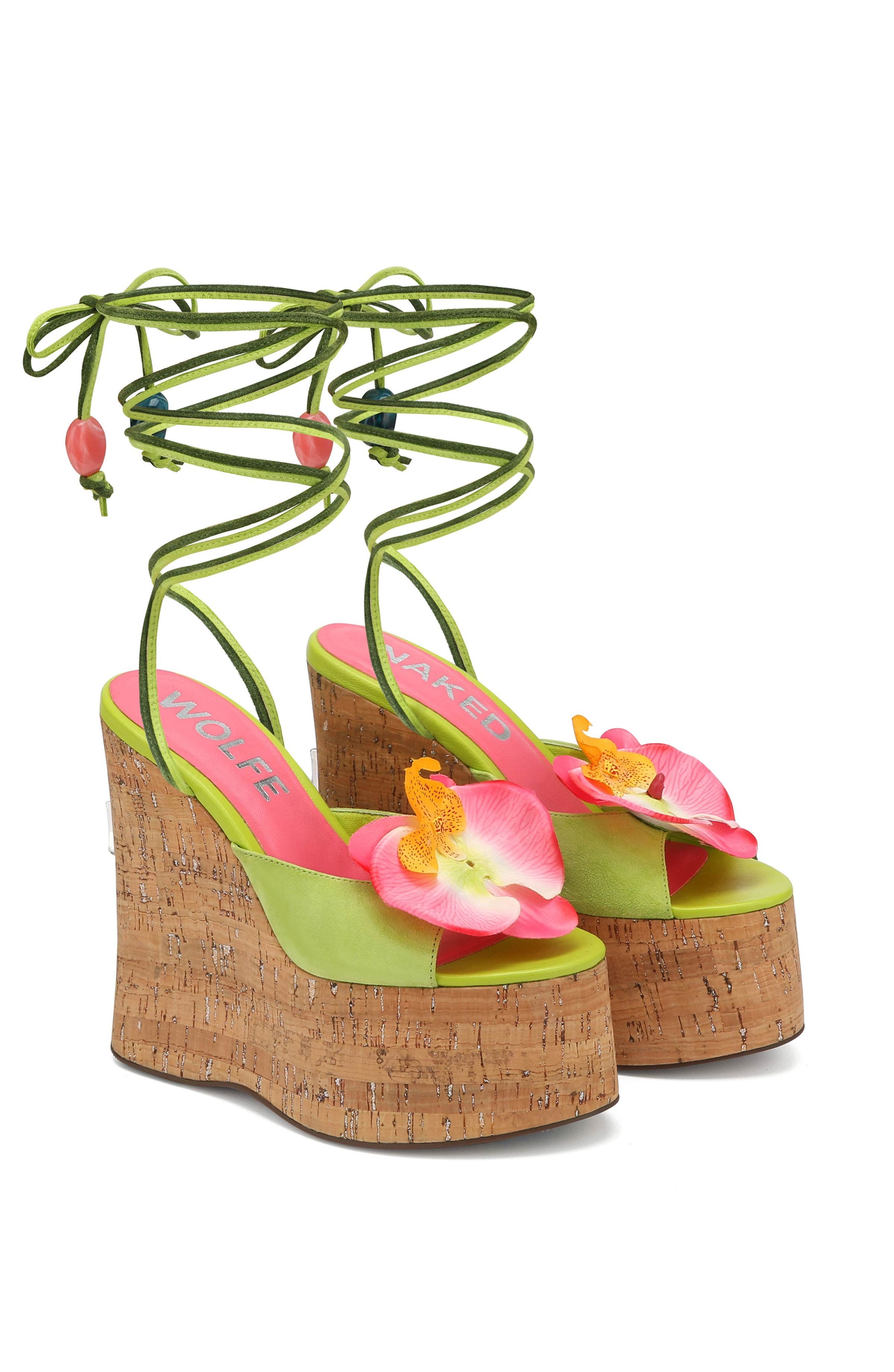 Naked Wolfe Sunflower Green Kid Wedge Heel, Alternate, color, 