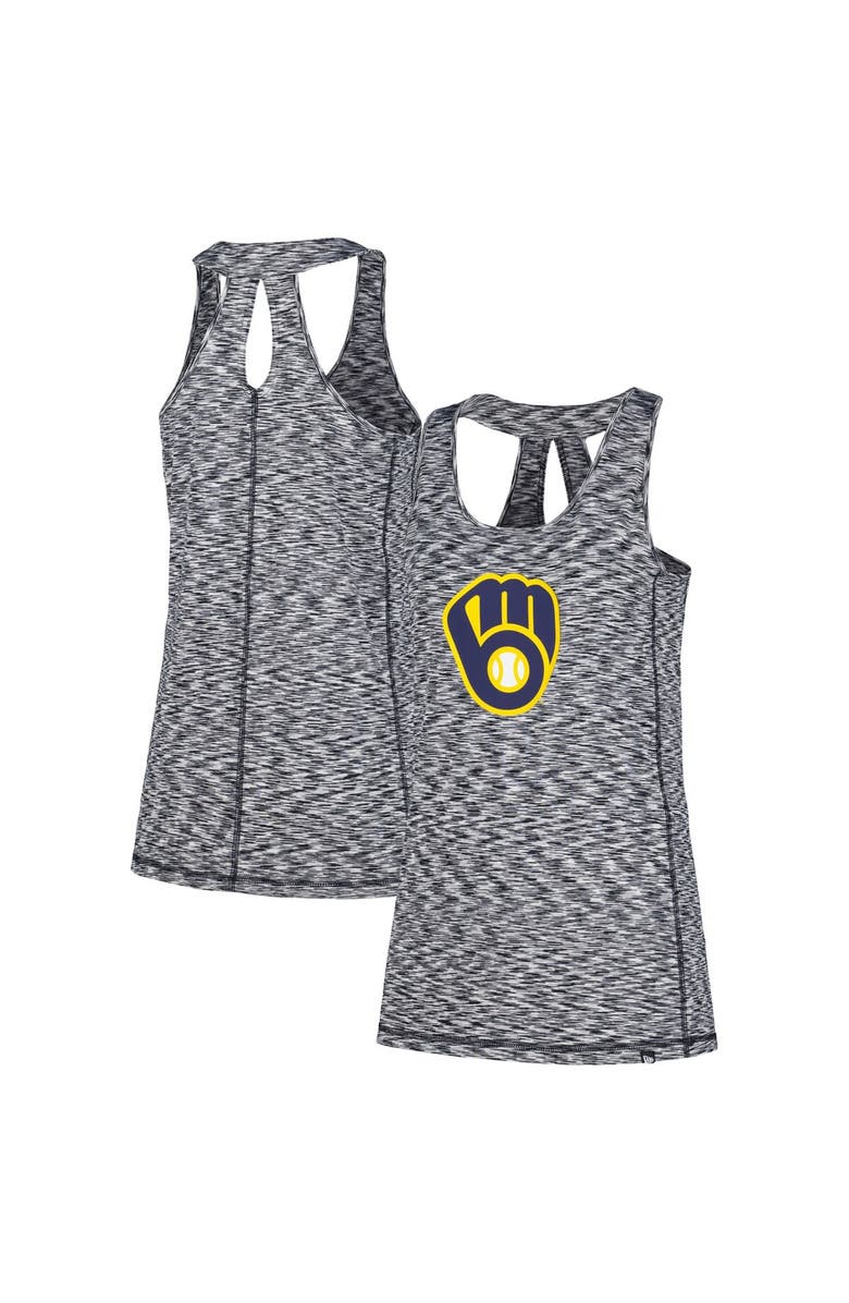 New Era Women's New Era Navy Milwaukee Brewers Space Dye Keyhole Back Tank Top, Main, color, Navy