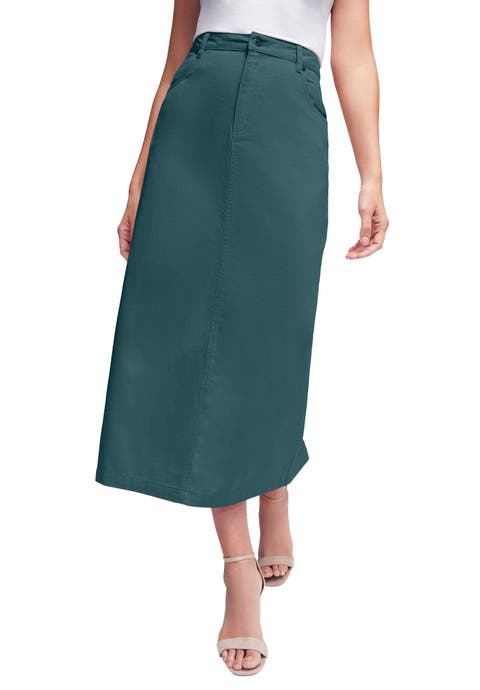 Classic Cotton Denim Midi Skirt