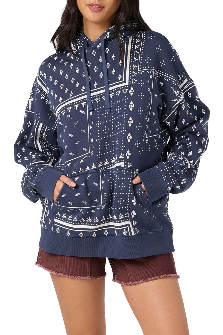 Bandana Printed Hoodie, Alternate, color, NAVY