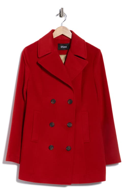 Fleurette Classic Wool Blend Peacoat In Red