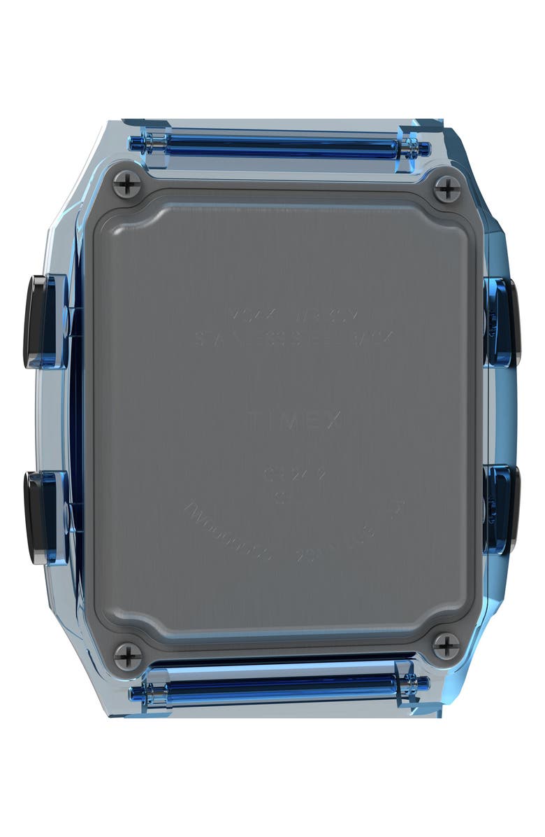Timex<sup>®</sup> Q Timex Digital LCA Chronograph Resin Strap Watch, 35mm, Alternate, color, Blue