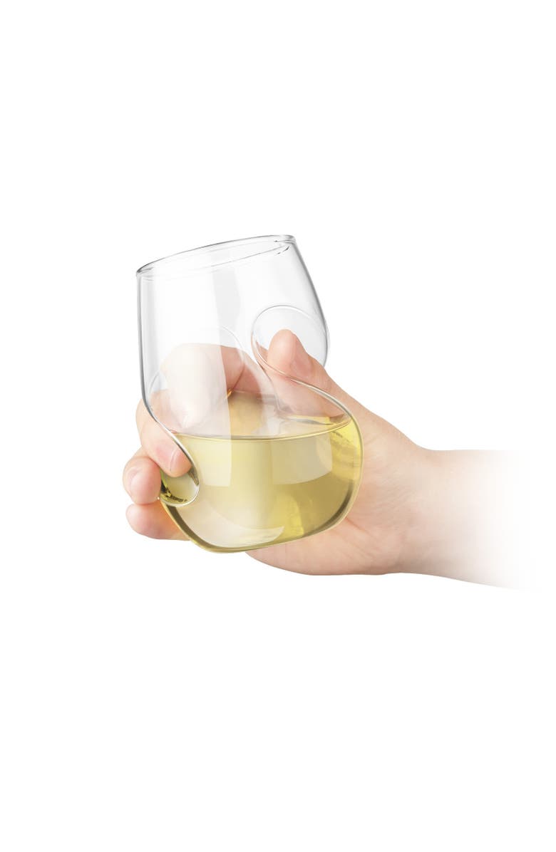 FINAL TOUCH Conundrum White Wine Glasses, Set of 4, Alternate, color, Clear