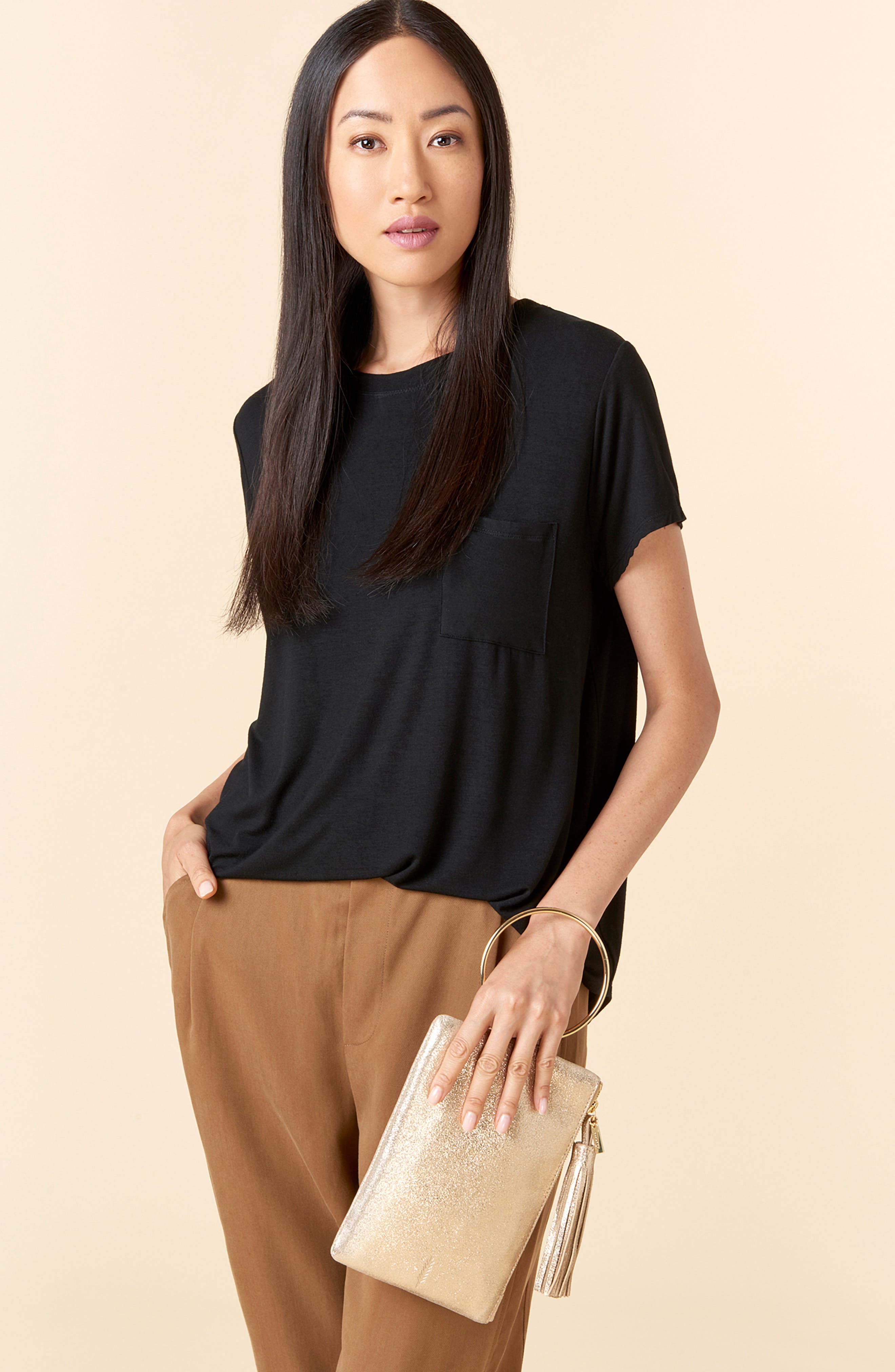 Nolita Ring Handle Leather Clutch, Alternate, color, VINTAGE GOLD