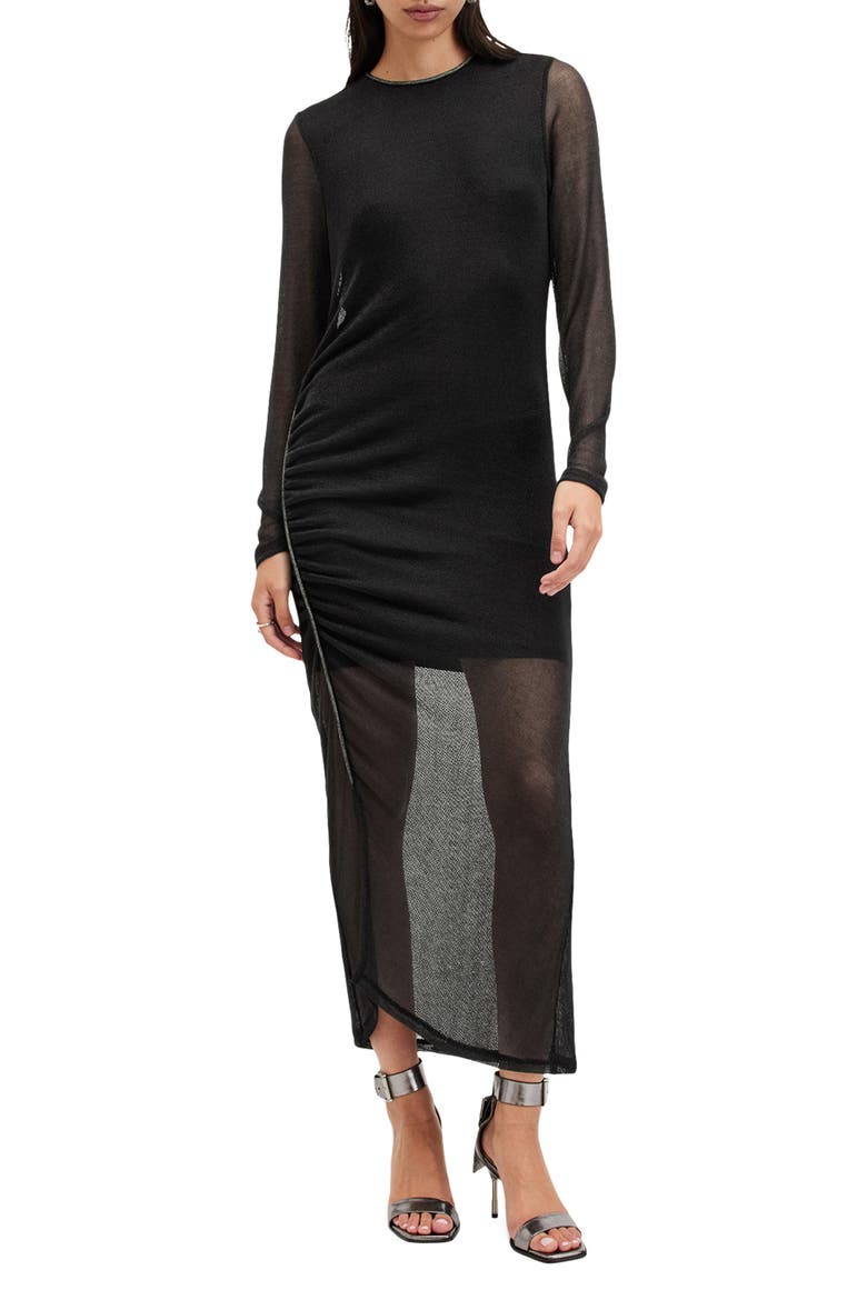 Nora Sparkle Long Sleeve Dress, Main, color, BLACK SHIMMER