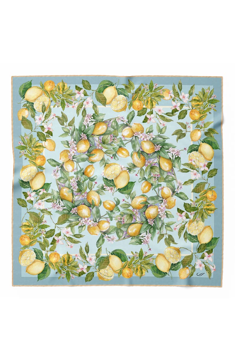 Elizabetta Limoni Fioriti - Silk Foulard for Women, Main, color, Sky Blue