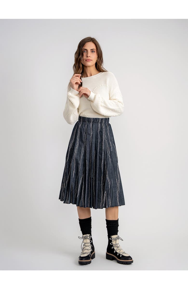 Noni Heart Pompom Long Sleeve Knit Sweater, Alternate, color, Cream