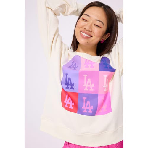 Terez Cream Los Angeles Dodgers Technicolor Oversized Pullover Sweatshirt