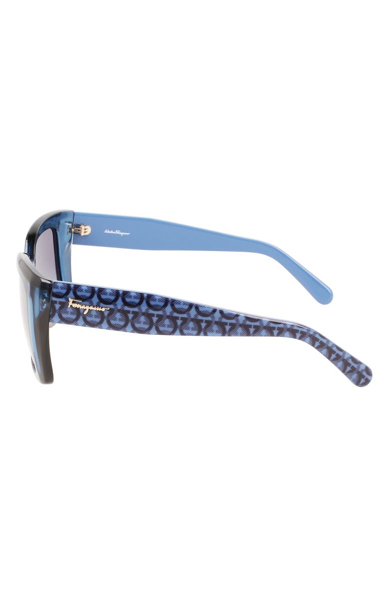 FERRAGAMO Gancini 55mm Gradient Rectangular Sunglasses, Alternate, color, Transparent Blue