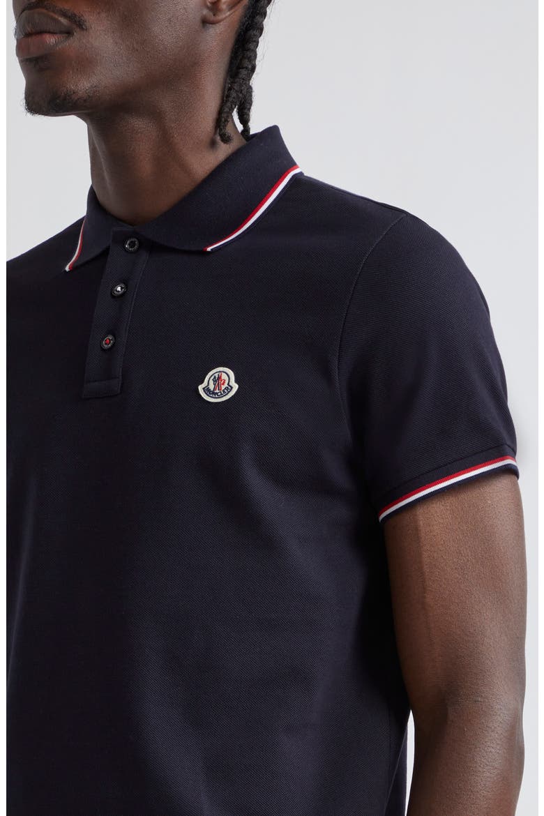 Tipped Cotton Piqué Polo, Alternate, color, BLUE/ BLUE