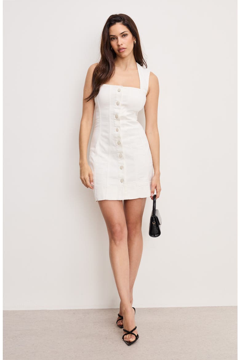 Button-Up Power Stretch Denim Minidress, Alternate, color, CLOUD WHITE001