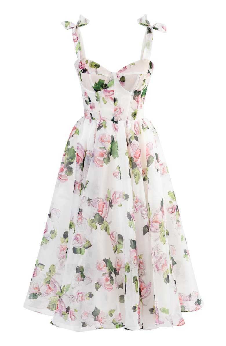 Milla Tender Floral Midi Tie-Strap Dress, Main, color, Apple Blossom