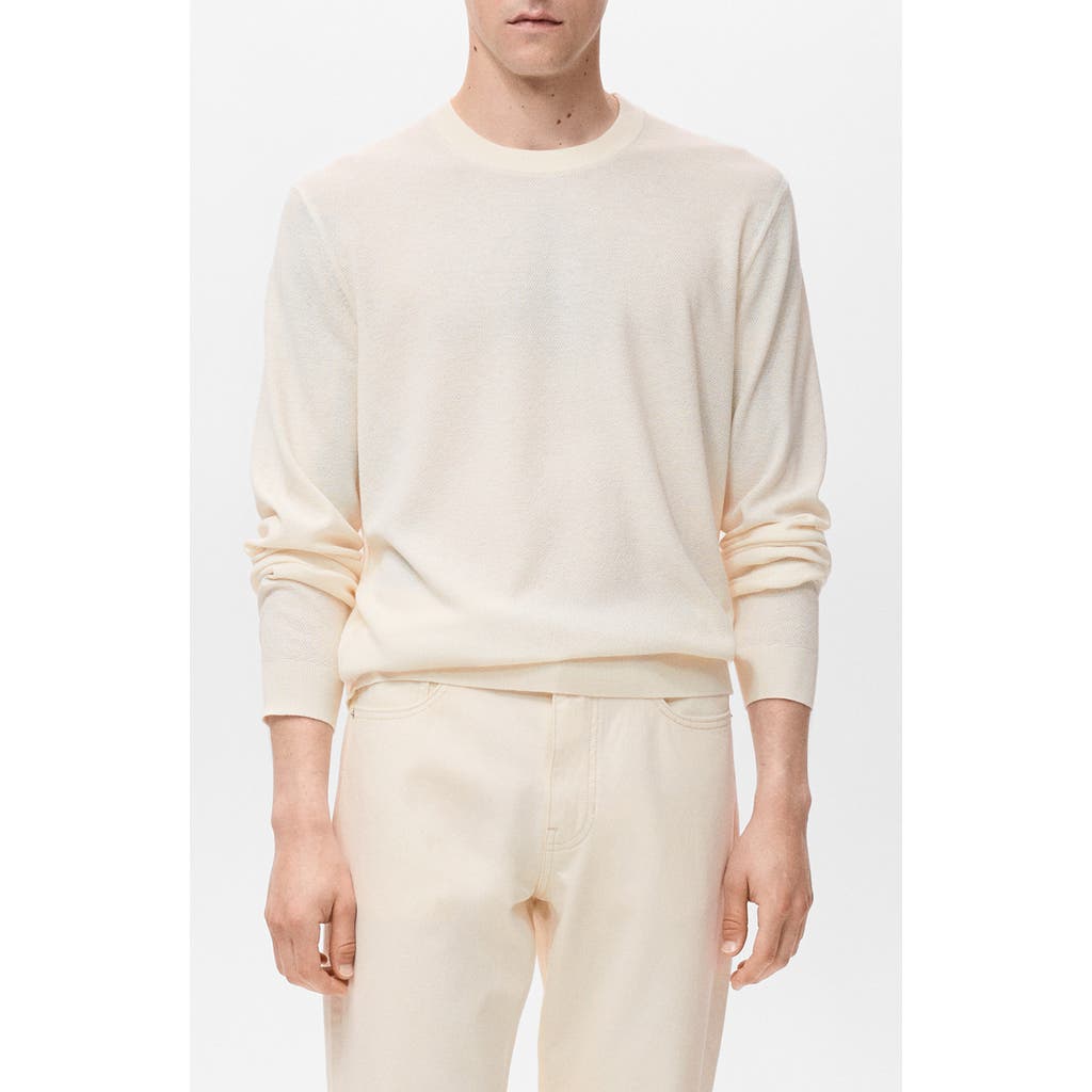 Mango Finely Knit Crewneck Sweater In Neutral