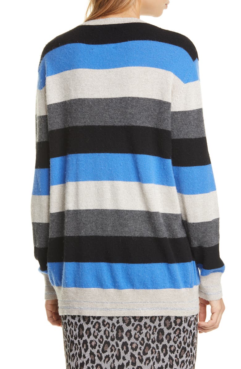 Le Superbe Midnight Rainbow Metallic Wool & Cashmere Boyfriend Cardigan, Alternate, color,