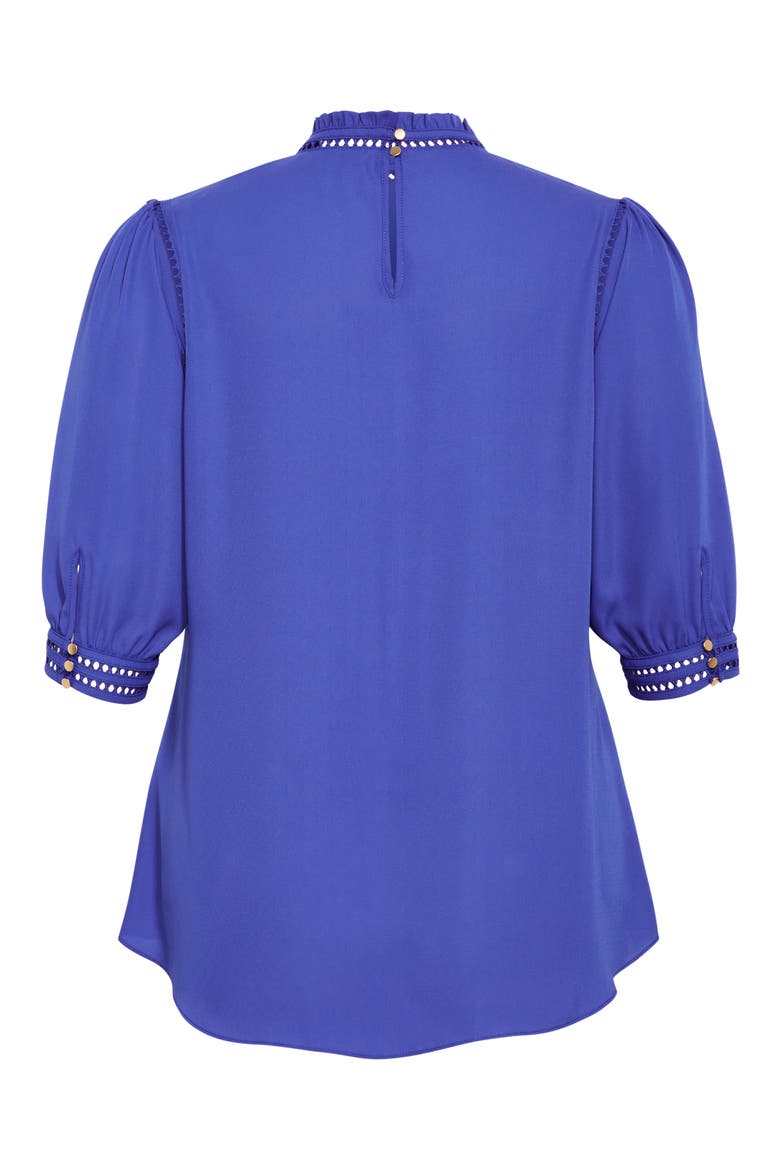 Kiss Me Quick Ruffle Neck Top, Alternate, color, DAZZLING BLUE
