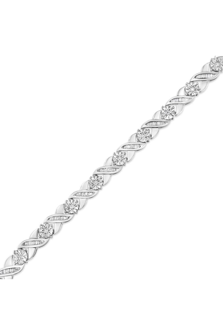 Silver 1.0 Cttw Diamond Miracle-Set X-Link Tennis Bracelet, Alternate, color, White