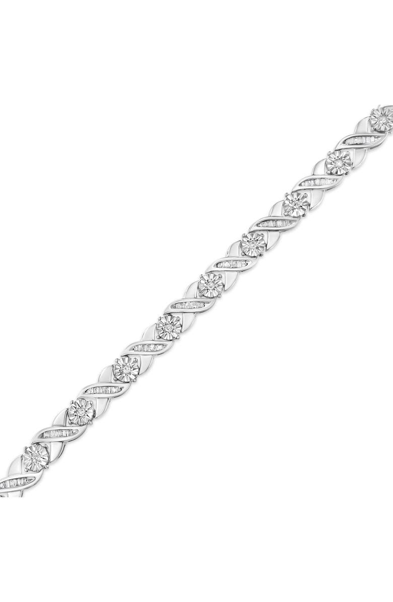 Haus of Brilliance Silver 1.0 Cttw Diamond Miracle-Set X-Link Tennis Bracelet, Alternate, color, White