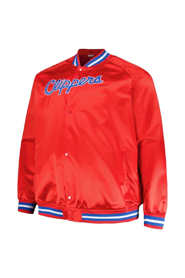 Men's Mitchell & Ness Red LA Clippers Hardwood Classics  Throwback Wordmark Raglan Full-Snap Jacket, Alternate, color, Red