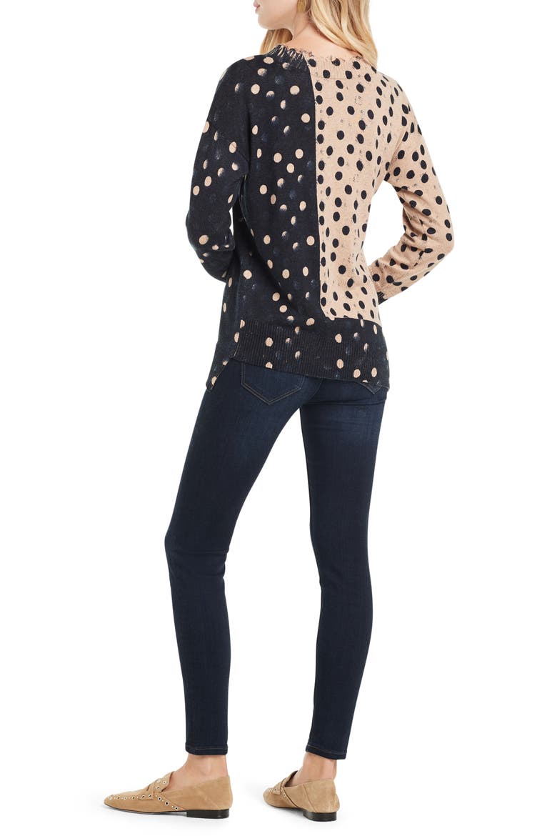 Mix & Mingle Colorblock Dot Print Sweater, Alternate, color, NEUTRAL MULTI