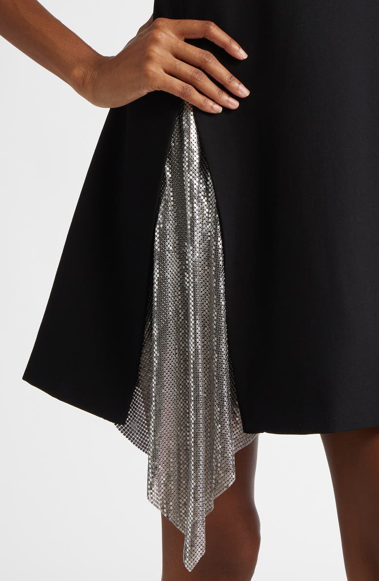Versace Metallic Mesh Inset Virgin Wool Cocktail Dress, Alternate, color, 