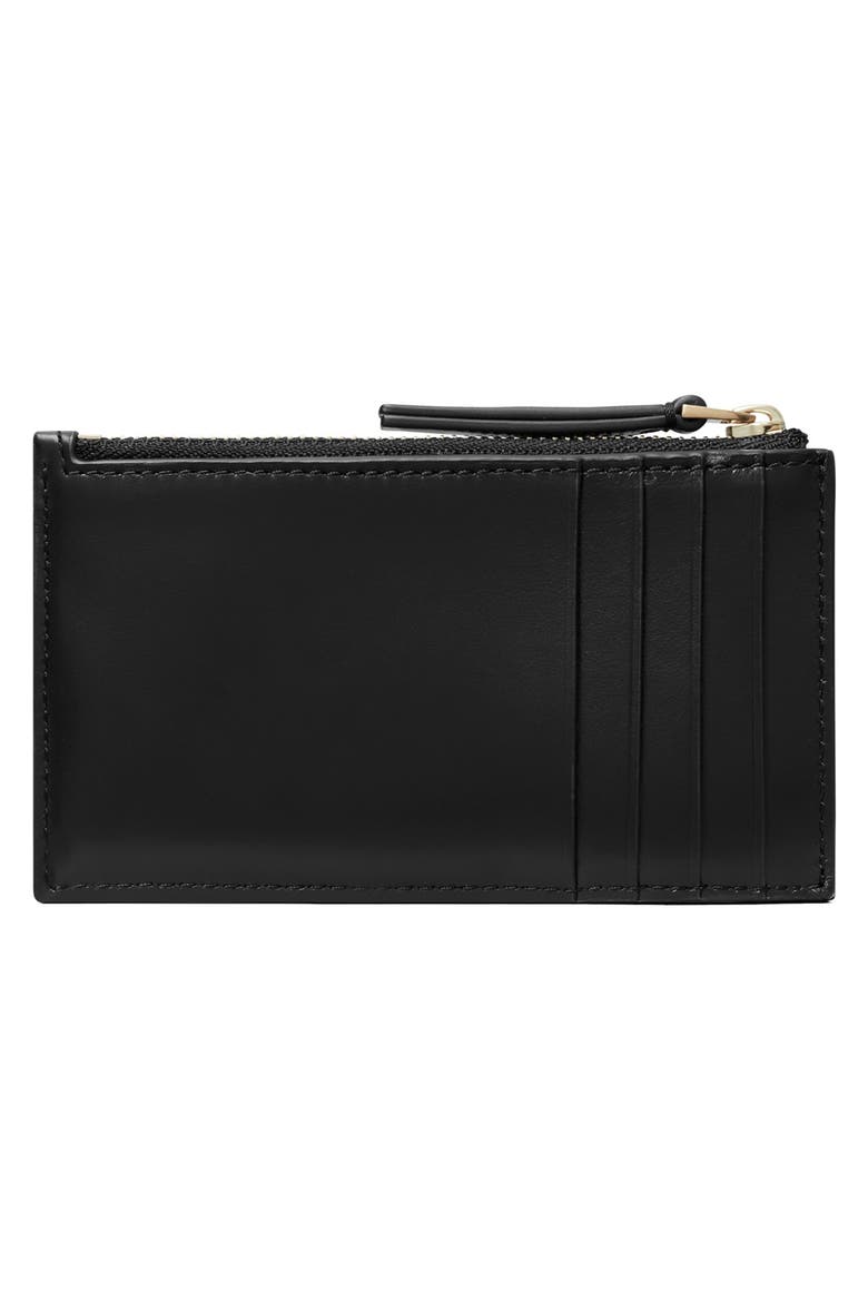Kira Diamond Quilted Leather Zip Card Case, Alternate, color, BLACK