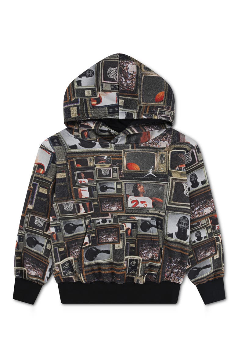 Kids' MJ Print Brooklyn Fleece Hoodie, Main, color, 023BLACK