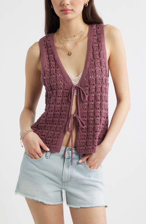 Tie Front Sweater Vest
