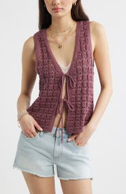 BP. Tie Front Cotton Sweater Vest