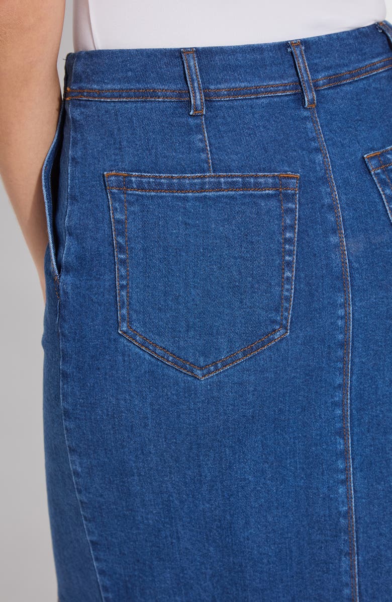 Lysse Evelina Fringe Denim Midi Skirt, Alternate, color, 