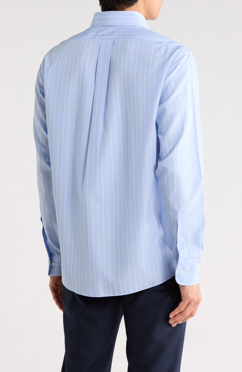 Brooks Brothers Regular Fit Stripe Button-Down Cotton Shirt, Alternate, color, Hydrangea Stripe