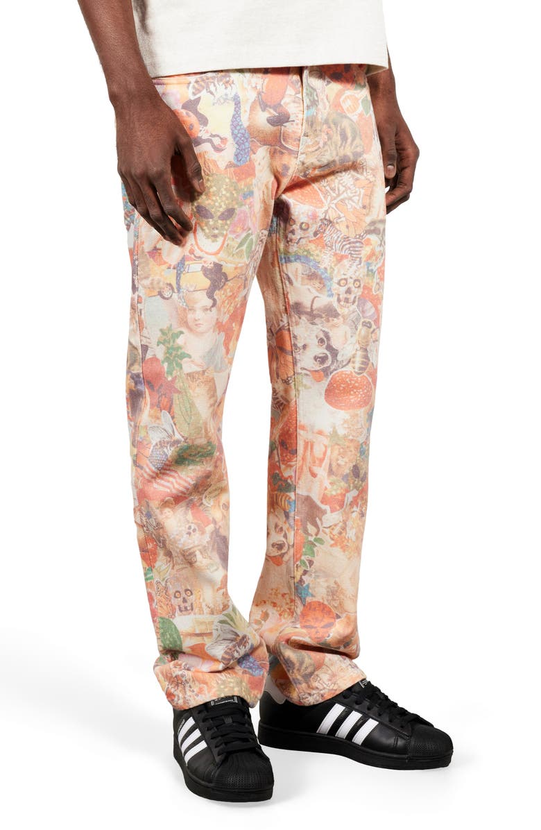 PLEASURES Stickers Straight Leg Jeans, Alternate, color, Multi