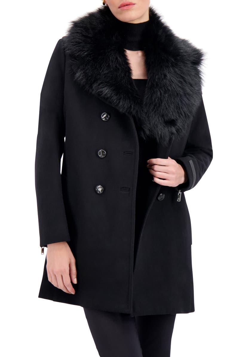 Moose Knuckles Middenhall Peacoat with Genuine Rabbit Fur Trim, Alternate, color,