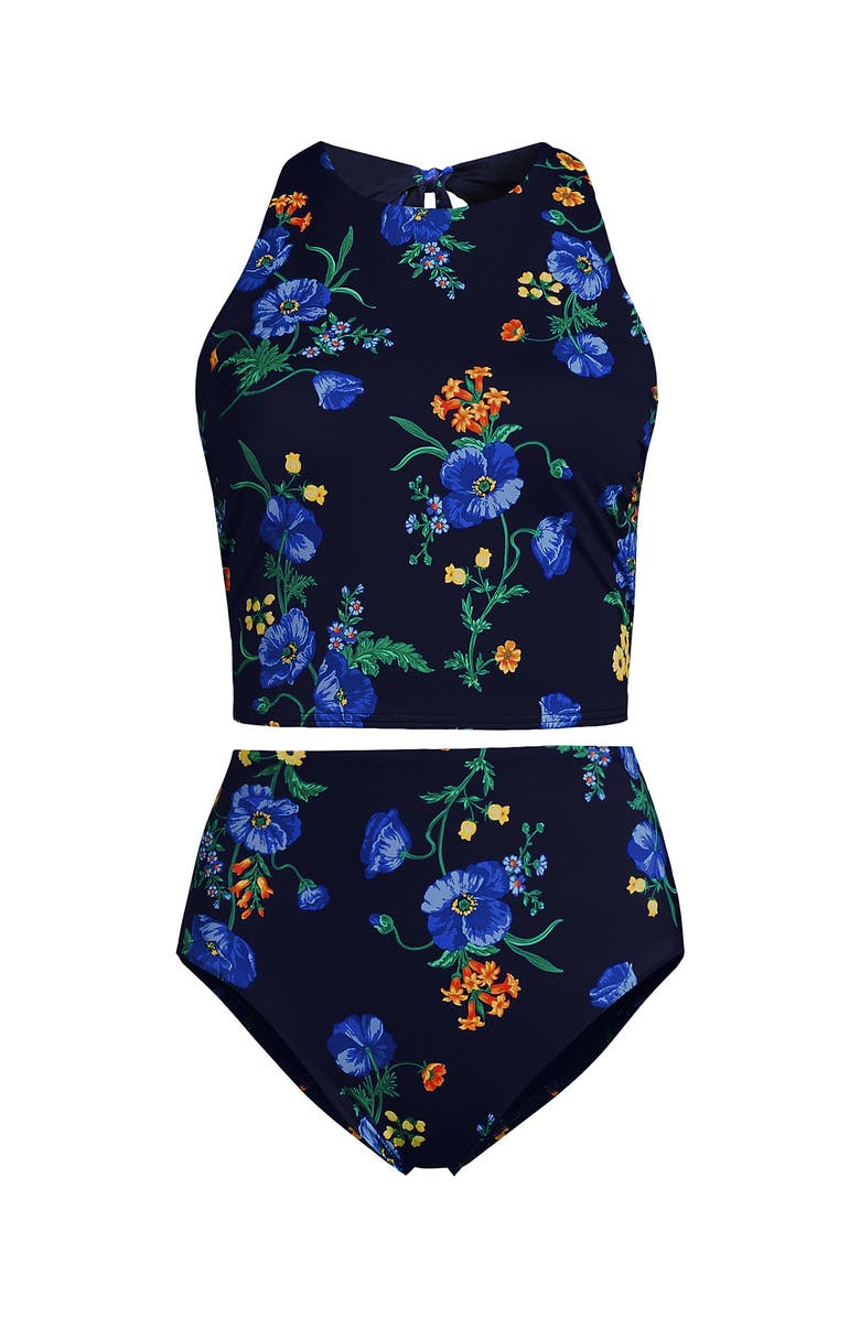 Lands' End Tugless Portrait Back Set, Alternate, color, Navy/Tossed Poppy Floral