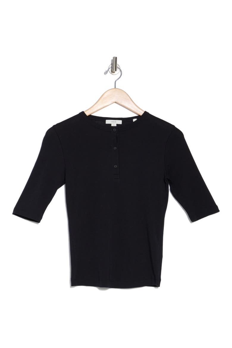 Elbow Sleeve Henley, Alternate, color, COASTAL