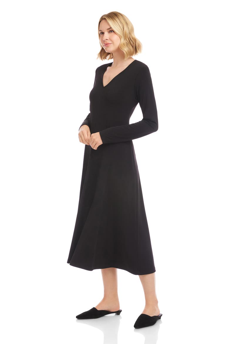 Kate Long Sleeve Travel Jersey Midi Dress, Alternate, color, BLACK