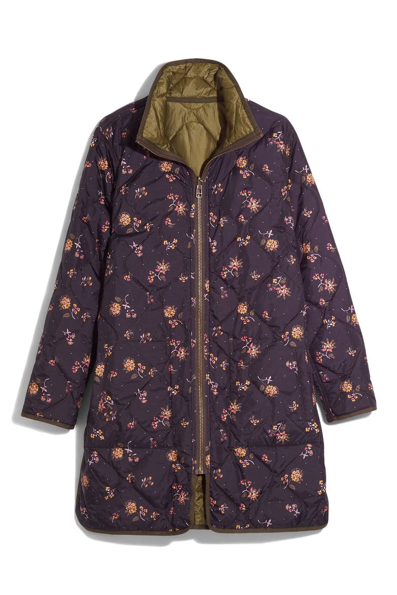 Forest Floral Reversible Quilted Liner Jacket, Alternate, color, VINTAGE MOSS