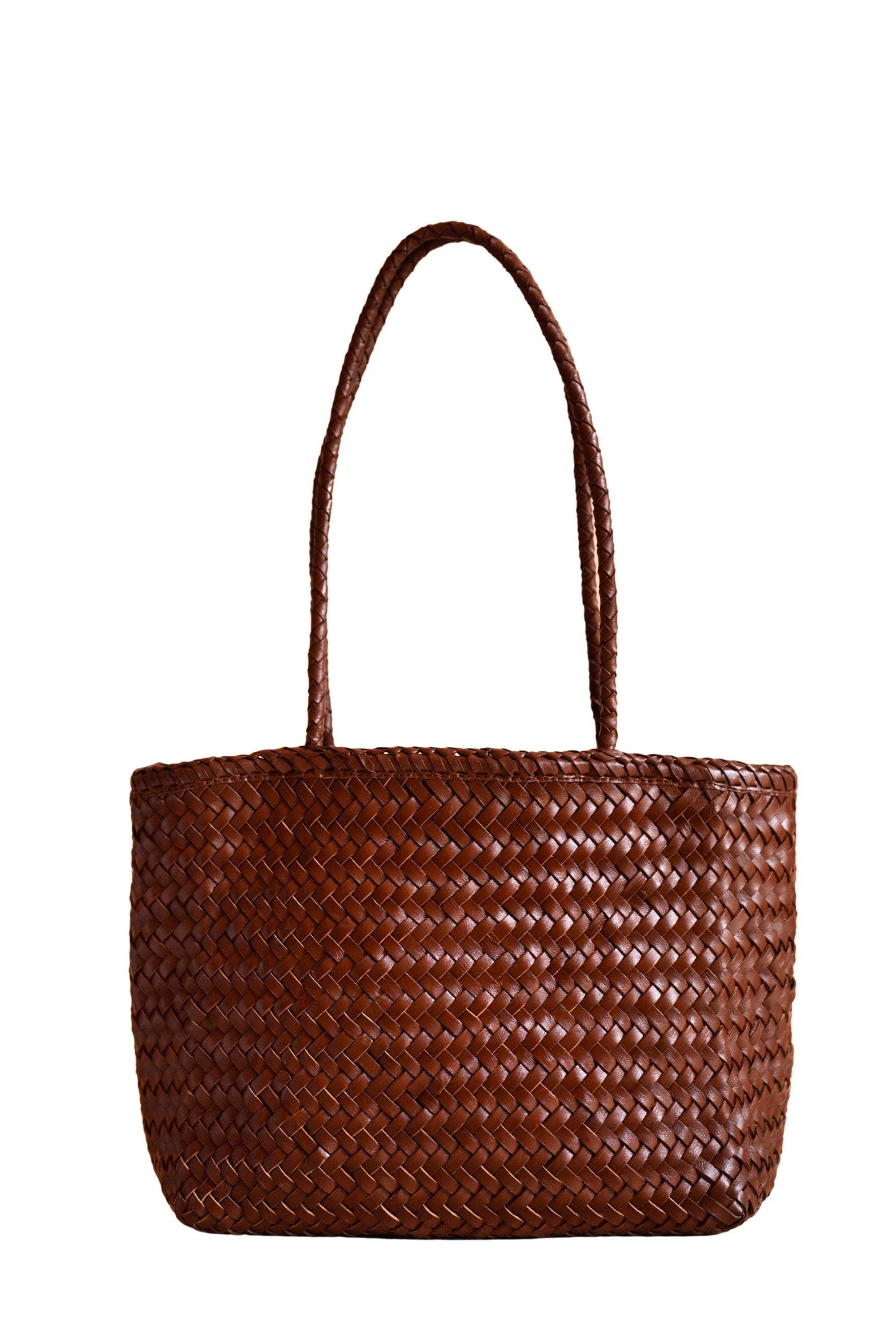 PINK HALEY Garcia Artisan Handwoven Leather Tote, Main, color, Brown