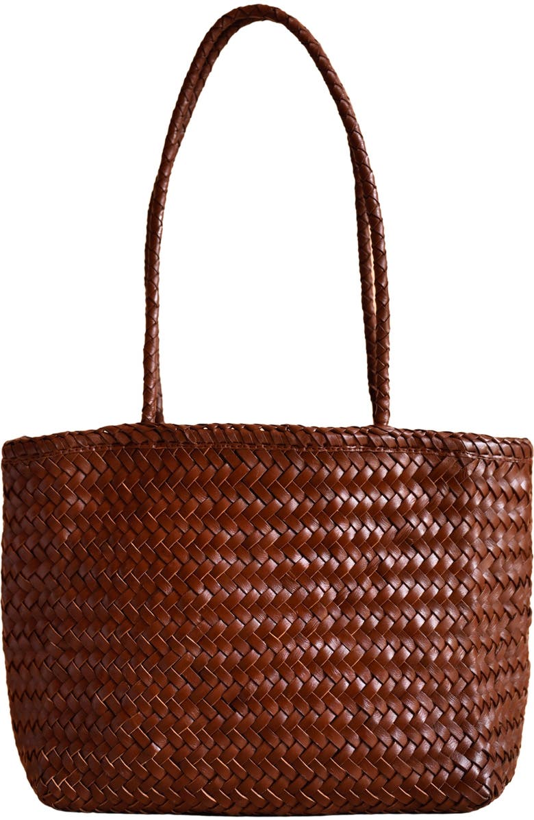 PINK HALEY Garcia Artisan Handwoven Leather Tote, Main, color, Brown