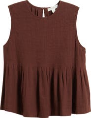 Treasure & Bond Sleeveless Pleated Linen Blend Top