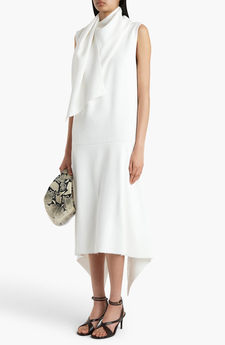 Khaite Loell Asymmetric Scarf Dress, Alternate, color, Chalk