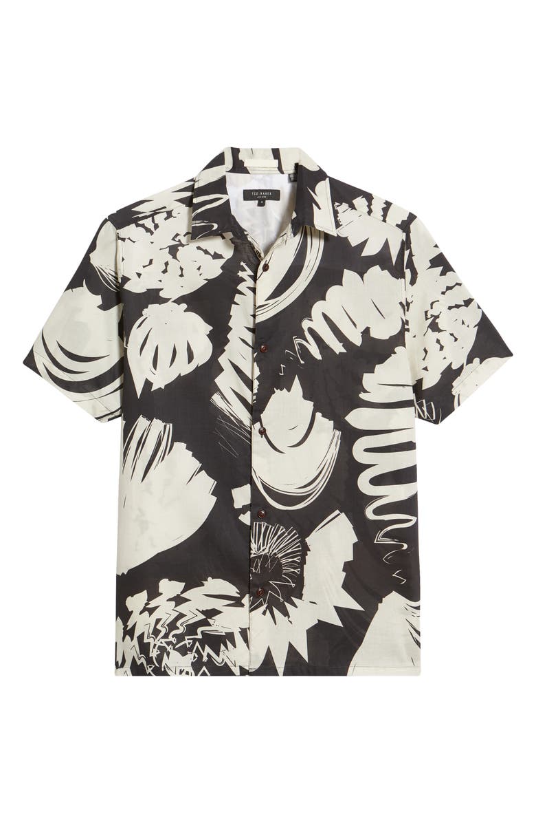 Ted Baker London Velmere Shell Print Short Sleeve Button-Up Shirt, Alternate, color, 