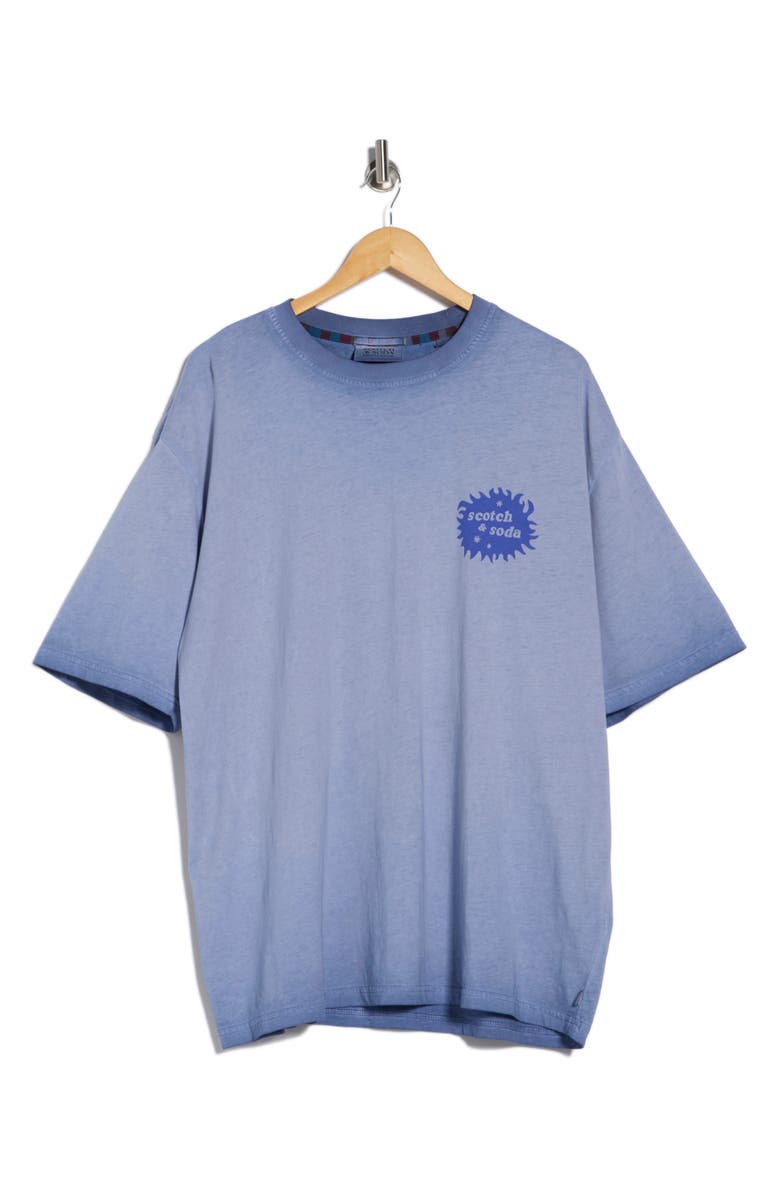 Scotch & Soda Artwork Loose Fit Cold-Dyed T-Shirt, Main, color, Infinity