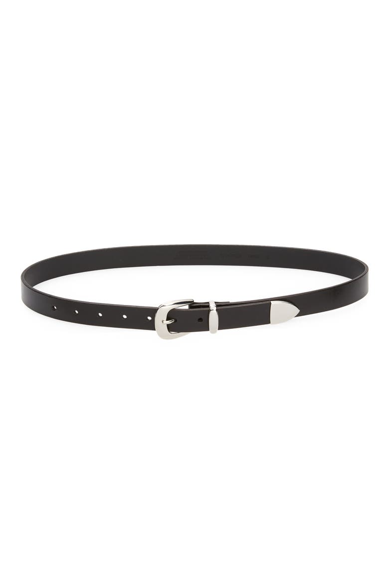 Leather Skinny Western Belt, Main, color, TRUE BLACK