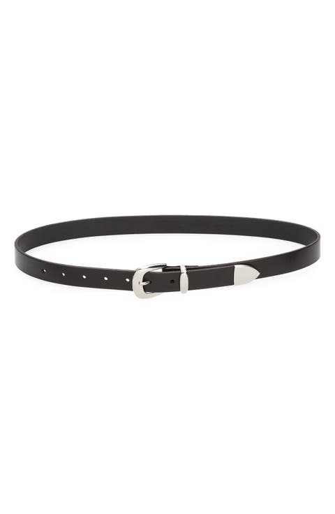 Leather Skinny Western Belt