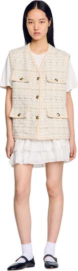 ☆可愛い☆【SANDRO】 Short tweed jacket 関税/送料込み Short tweed jacket black / gray For Women | Sandro Paris