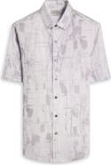 Bugatchi Orson Shaped Fit Short Sleeve Stretch Cotton Button-Up Shirt