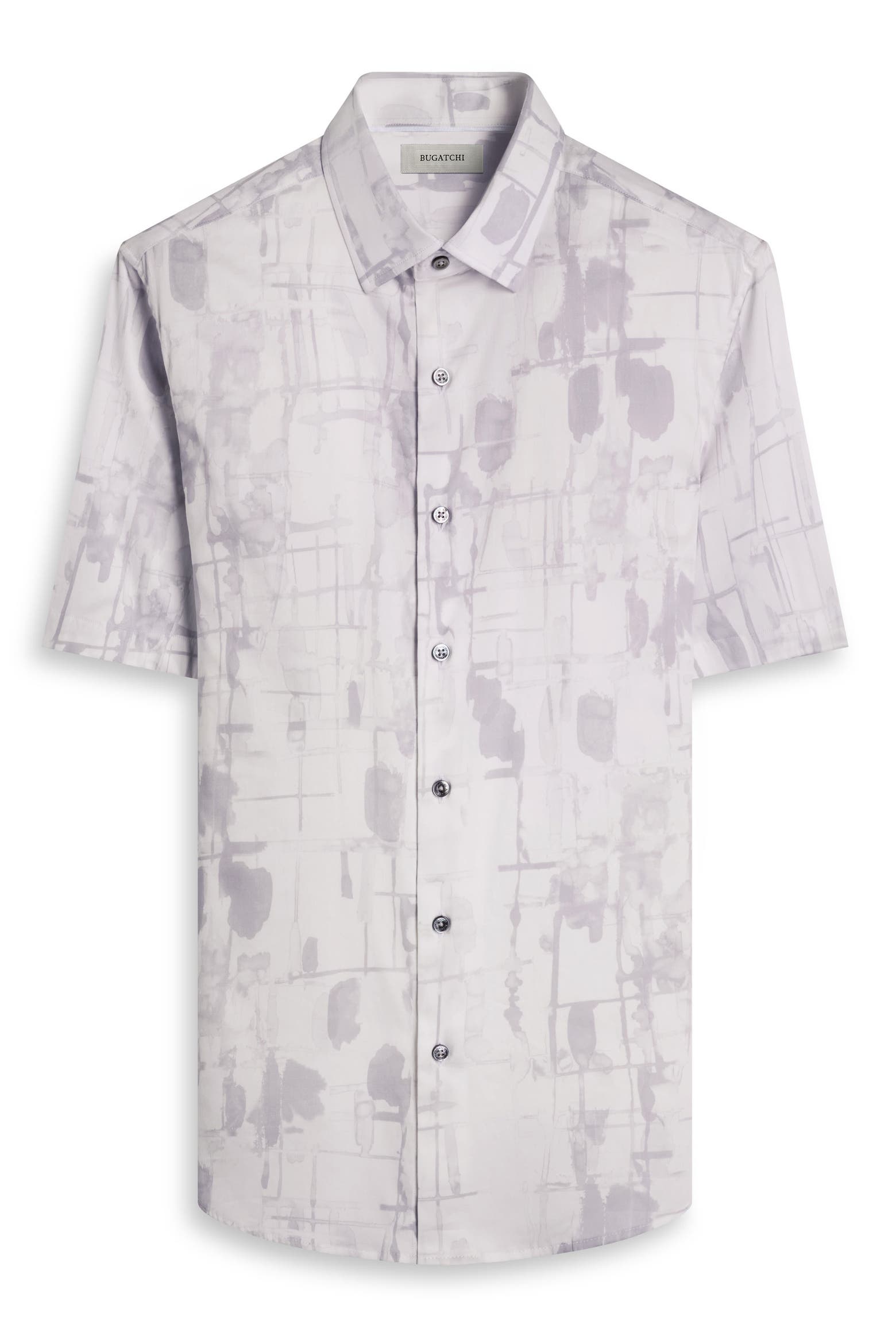 Card Color Button Bugatchi Orson Shaped Fit Short Sleeve Stretch Cotton Button-Up Shirt ...