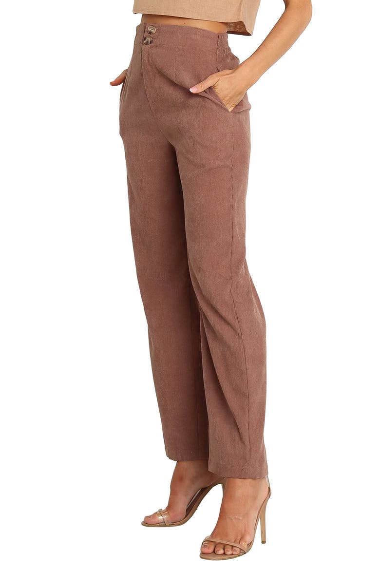 Springfield High Waist Cotton Corduroy Pants, Alternate, color, BROWN